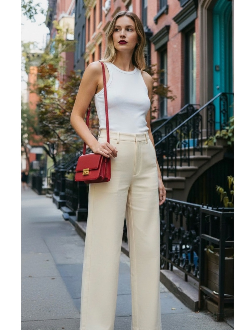 NWT Banana Republic The Everyday Wide Leg Pant in Mother of Pearl Size Small
